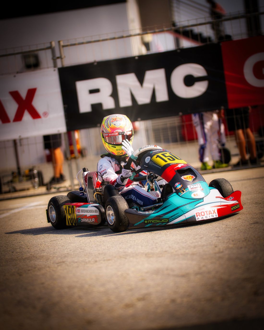 Kart 150 waves past the RMC banner