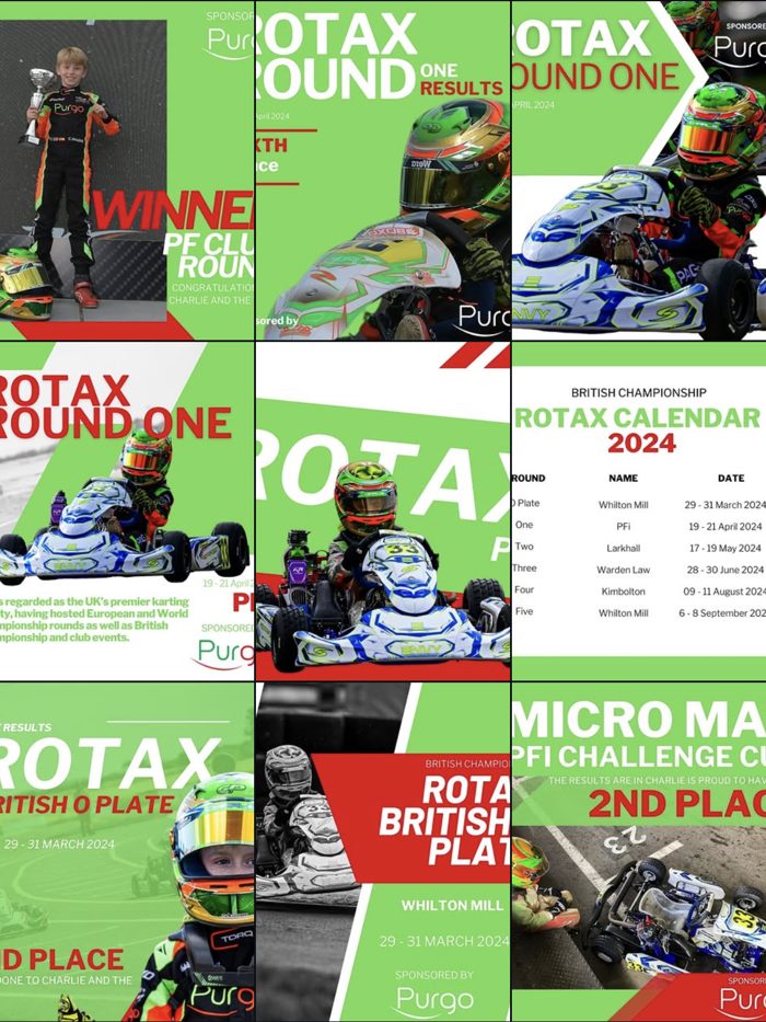 Charlie Page Instagram grid before: green graphic templates with heavy text