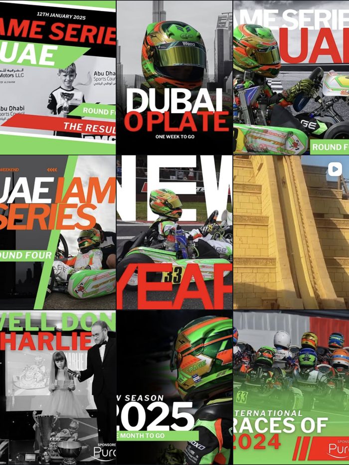 Charlie Page Instagram grid before: text-heavy result and countdown graphics