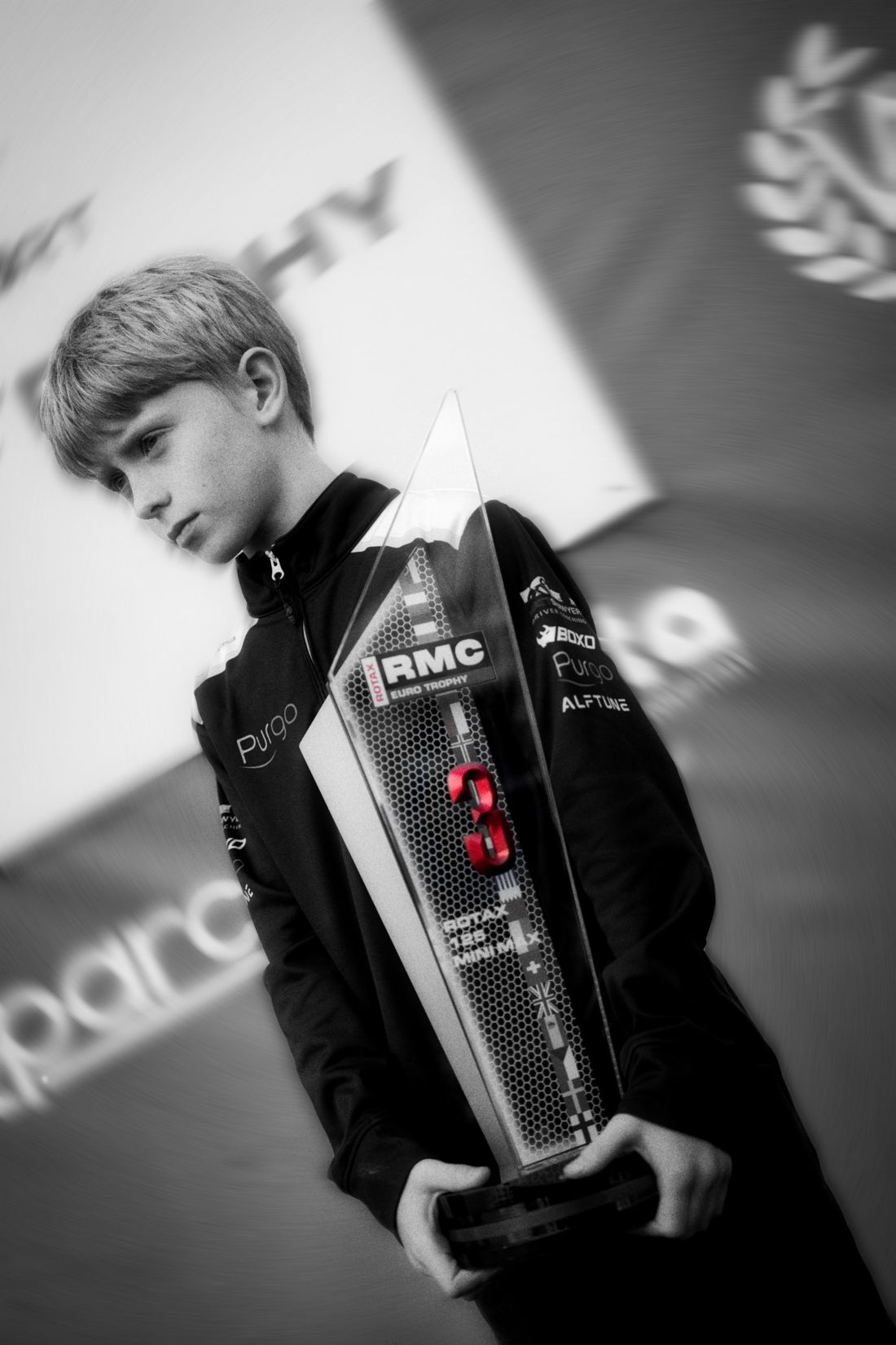 Charlie Page holds his third-place RMC Euro Trophy award
