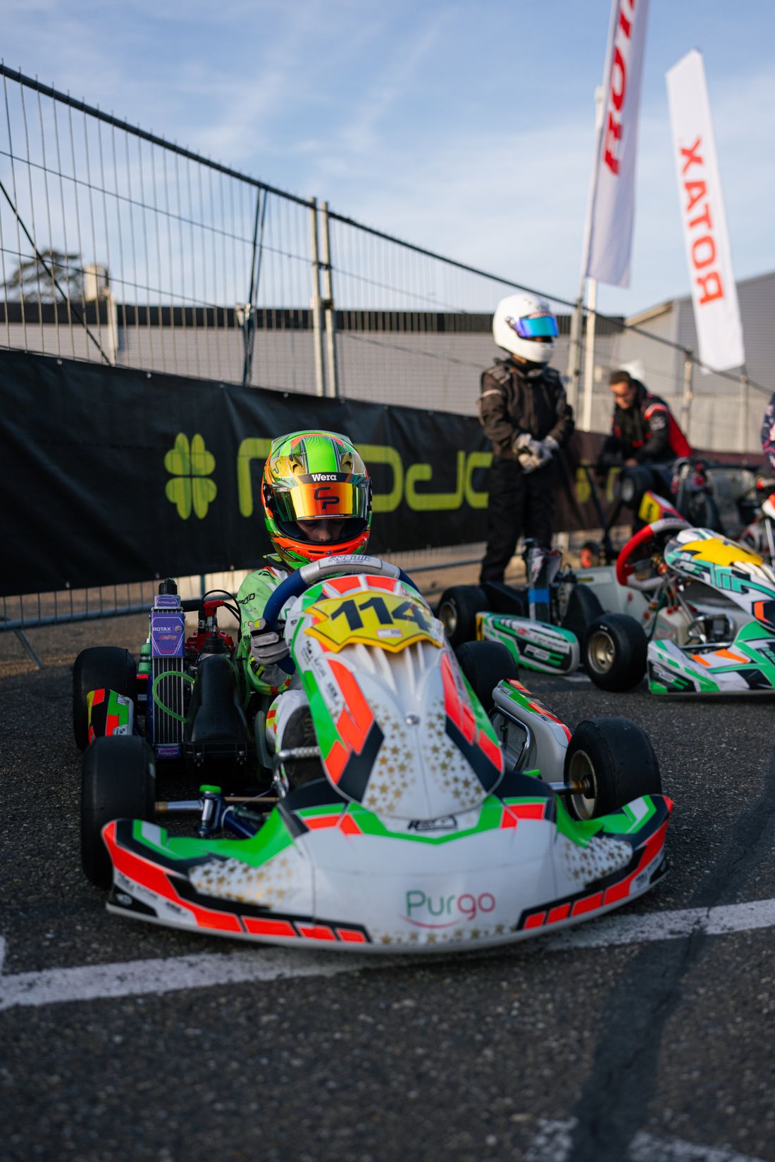 Kart 114 lines up on the grid